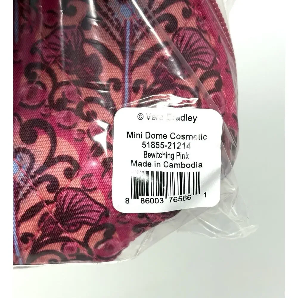 Vera Bradley Wicked Mini Dome Cosmetic Bag Makeup Pouch Bewitching Pink Small